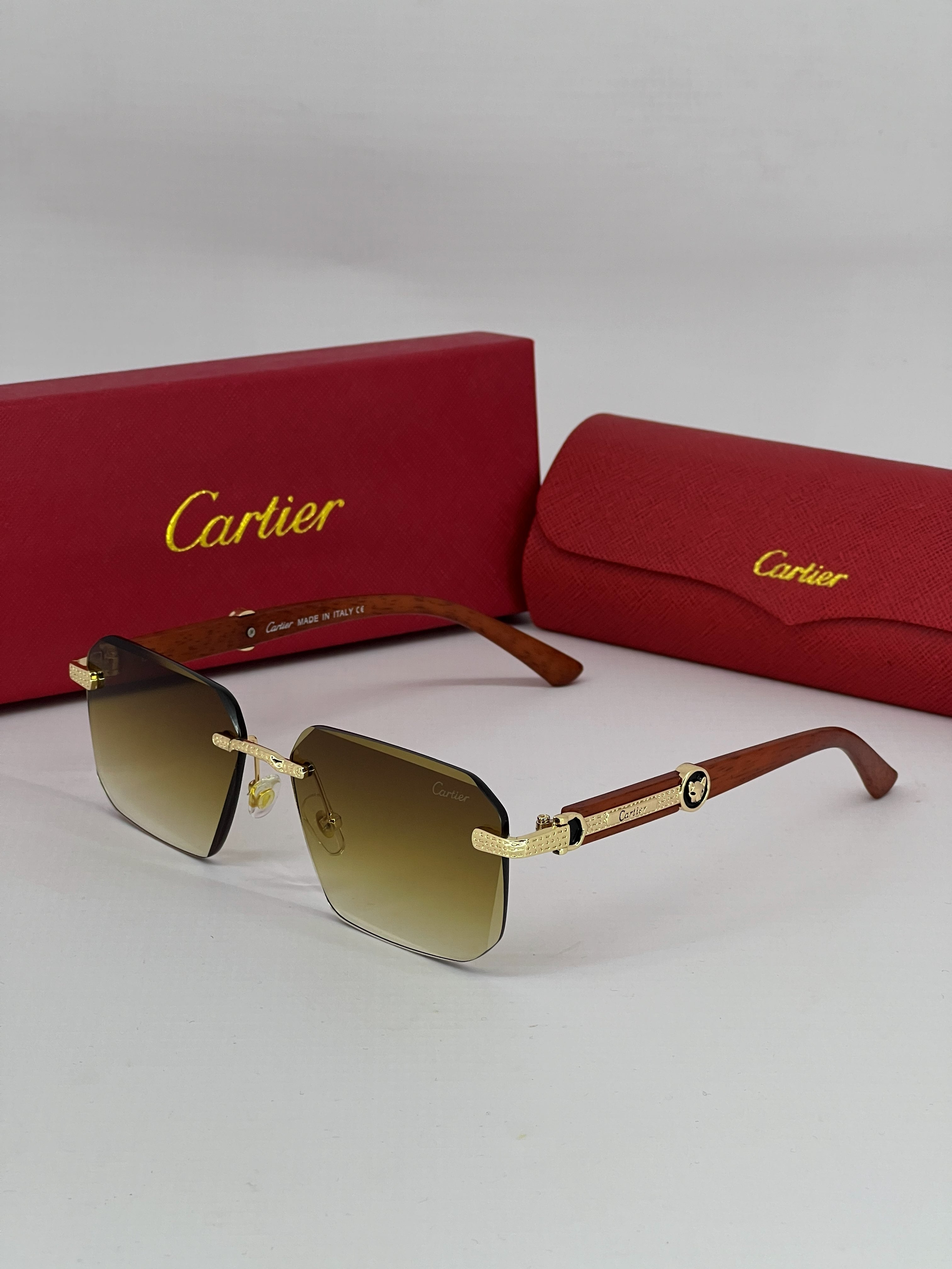 Cartier Rimless Brown Gradient Sunglasses